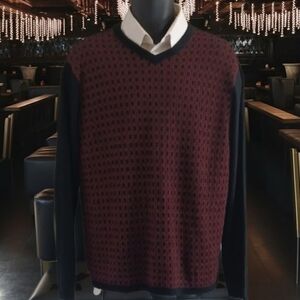 Kenneth Cole V-Neck Sweater, Black and Red